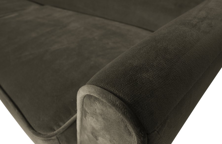 WOOOD Rocco XL sofa - varm grn polyester og sort birketr