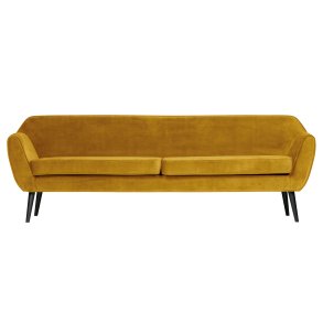 WOOOD Rocco XL sofa - okker polyester og sort birketr