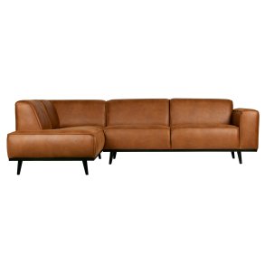 BEPUREHOME Statement hjrnesofa, venstre - cognac stof