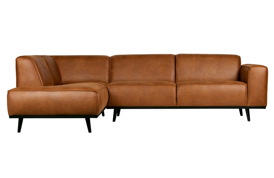 BEPUREHOME Statement hjrnesofa, venstre - cognac stof