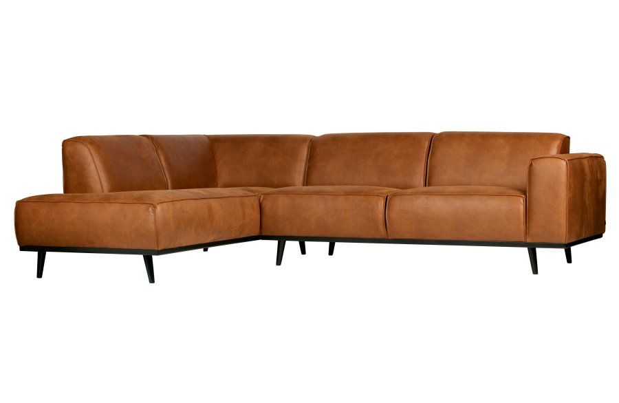 BEPUREHOME Statement hjrnesofa, venstre - cognac stof