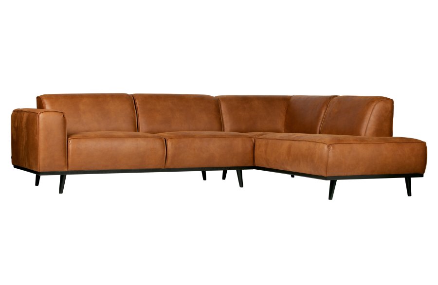 BEPUREHOME Statement hjrnesofa, hjre - cognac stof