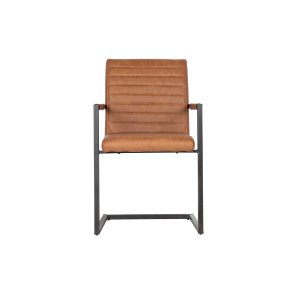 WOOOD Bas spisebordsstol, m. armln - vintage cognac PU og sort metal