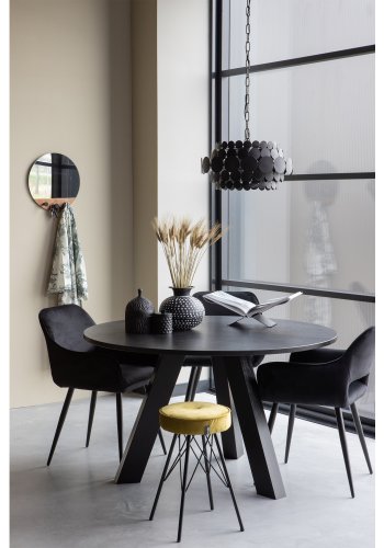 WOOOD Jelle spisebordsstol, m. armln - sort polyester fljl og sort stl