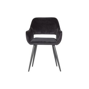 WOOOD Jelle spisebordsstol, m. armln - sort polyester fljl og sort stl