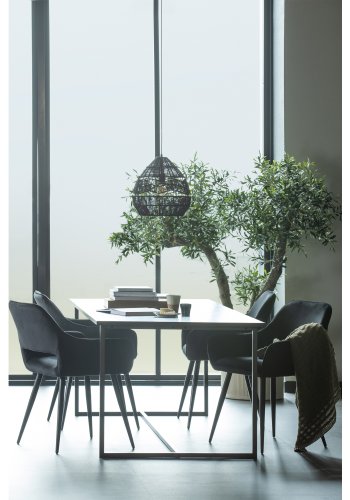 WOOOD Jelle spisebordsstol, m. armln - sort polyester fljl og sort stl