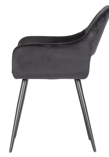 WOOOD Jelle spisebordsstol, m. armln - sort polyester fljl og sort stl