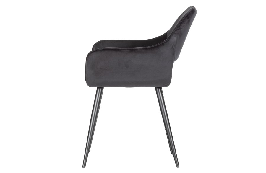 WOOOD Jelle spisebordsstol, m. armln - sort polyester fljl og sort stl