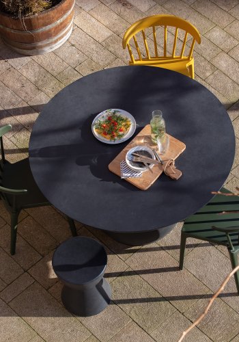 WOOOD Dover skammel, rund - antracitgr fiberler (35)