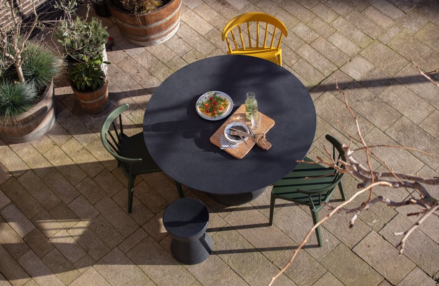 WOOOD Dover skammel, rund - antracitgr fiberler (35)