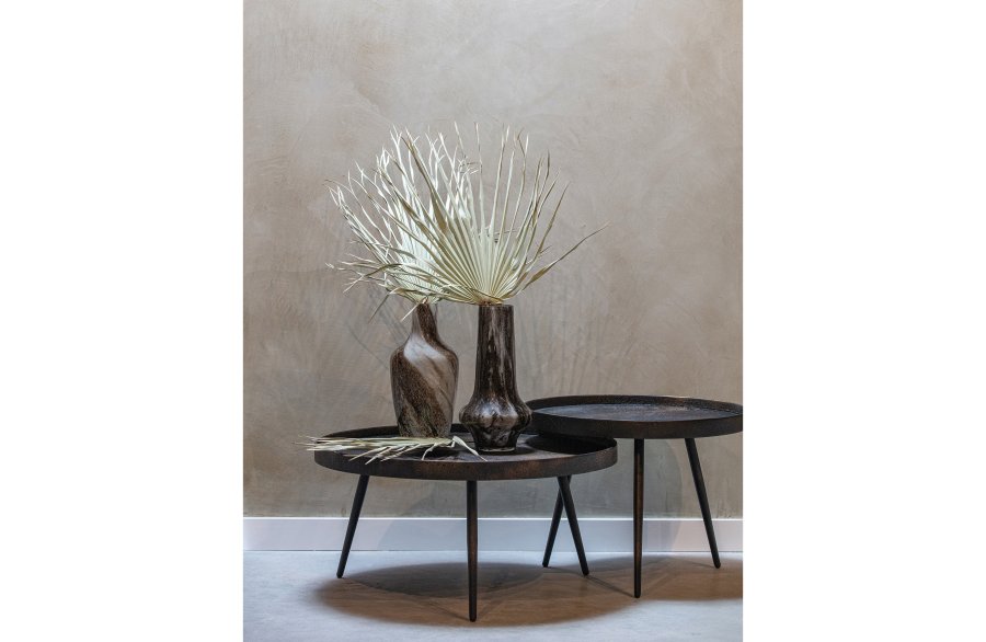 BEPUREHOME Collection sidebord, rund - zinkmetal krydsfiner og antik guld metal (76)