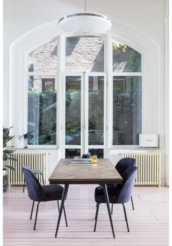 BEPUREHOME Rhombic spisebord, rektangulr - natur genanvendt teak og sort strygejern (180x90)