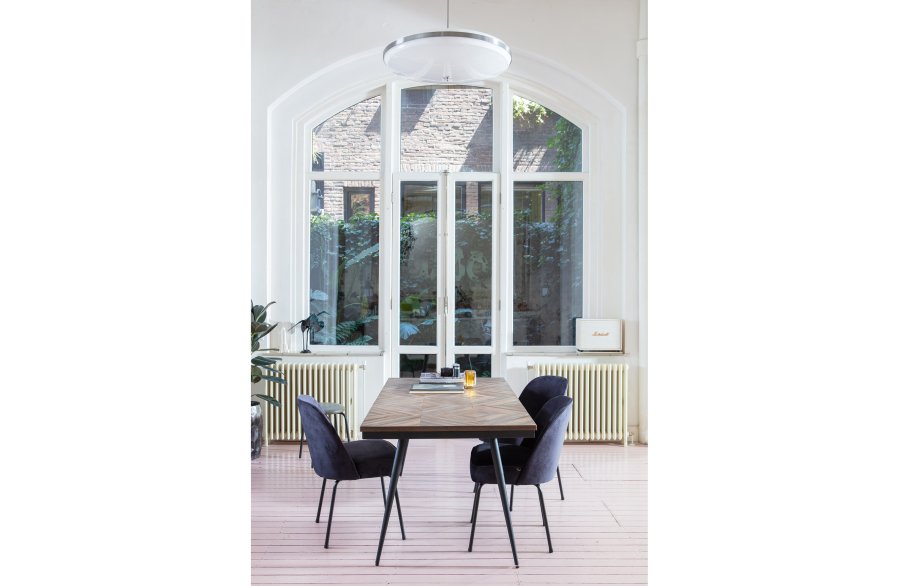 BEPUREHOME Rhombic spisebord, rektangulr - natur genanvendt teak og sort strygejern (180x90)