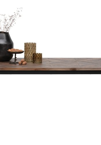 BEPUREHOME Rhombic spisebord, rektangulr - natur genanvendt teak og sort strygejern (180x90)