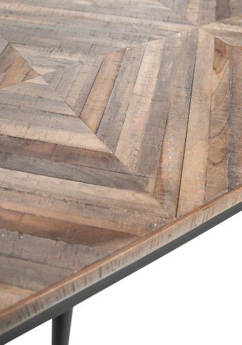 BEPUREHOME Rhombic spisebord, rektangulr - natur genanvendt teak og sort strygejern (180x90)