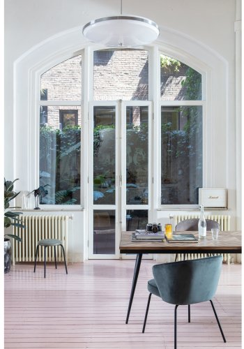 BEPUREHOME Rhombic spisebord, rektangulr - natur genanvendt teak og sort strygejern (220x90)