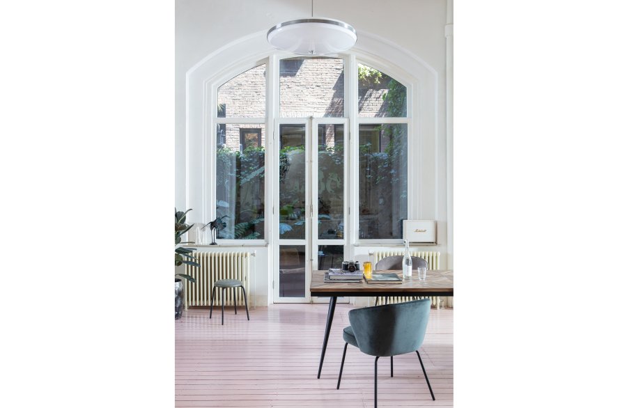 BEPUREHOME Rhombic spisebord, rektangulr - natur genanvendt teak og sort strygejern (220x90)