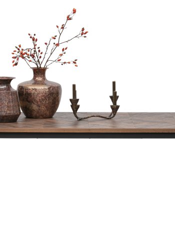 BEPUREHOME Rhombic spisebord, rektangulr - natur genanvendt teak og sort strygejern (220x90)