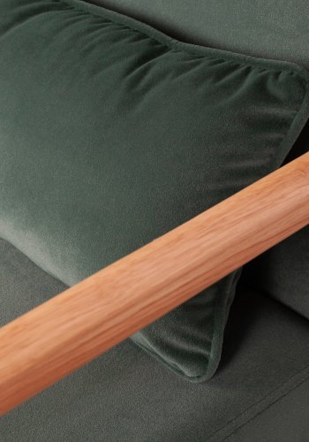 WOOOD Mark lnestol, m. pude - grn polyester fljl og natur gummitr