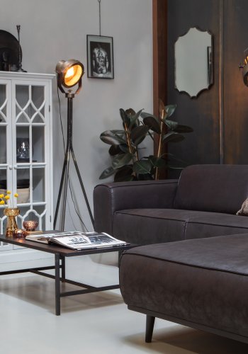 BEPUREHOME Turn Around sidebord, vendbar bordplade - brun marmorlook/sort MDF og sort stl (50x44)