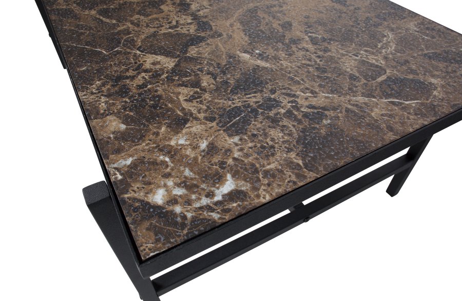 BEPUREHOME Turn Around sidebord, vendbar bordplade - brun marmorlook/sort MDF og sort stl (50x44)