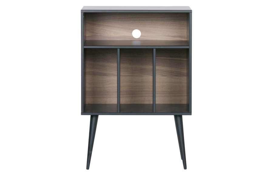 WOOOD EXCLUSIVE James musik reol, small - sort fyrretr og valnddeprint (60x44)