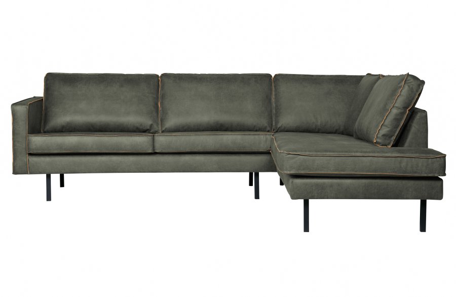 BEPUREHOME Rodeo hjrnesofa, hjre - army grn stof