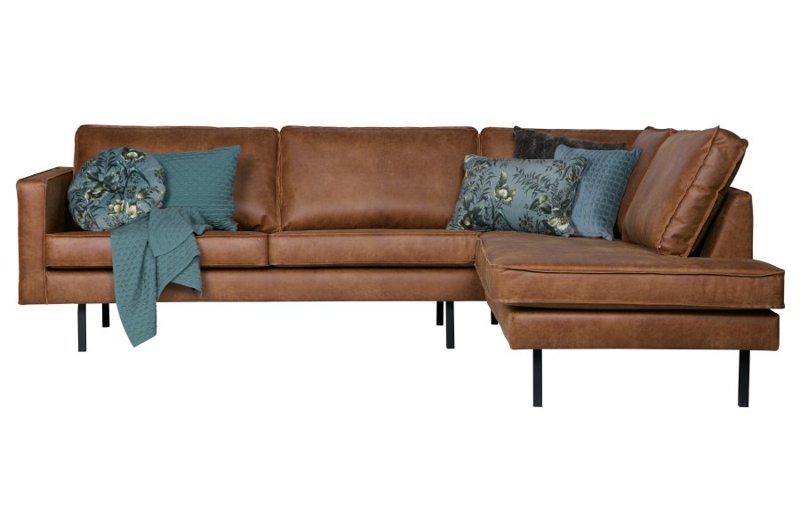BEPUREHOME Rodeo hjrnesofa, hjre - cognac stof