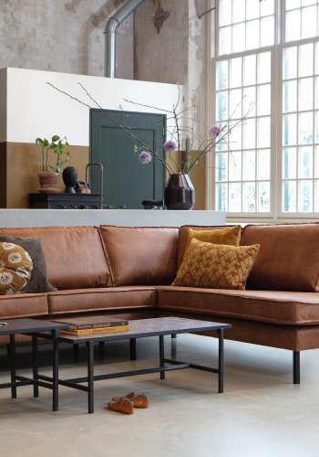 BEPUREHOME Rodeo hjrnesofa, hjre - cognac stof