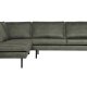 BEPUREHOME Rodeo hjrnesofa, venstre - army grn stof