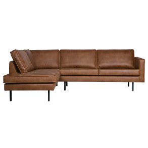 BEPUREHOME Rodeo hjrnesofa, venstre - cognac stof
