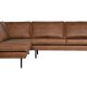 BEPUREHOME Rodeo hjrnesofa, venstre - cognac stof