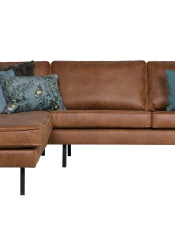 BEPUREHOME Rodeo hjrnesofa, venstre - cognac stof