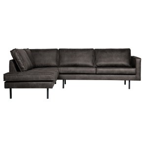BEPUREHOME Rodeo hjrnesofa, venstre - sort stof