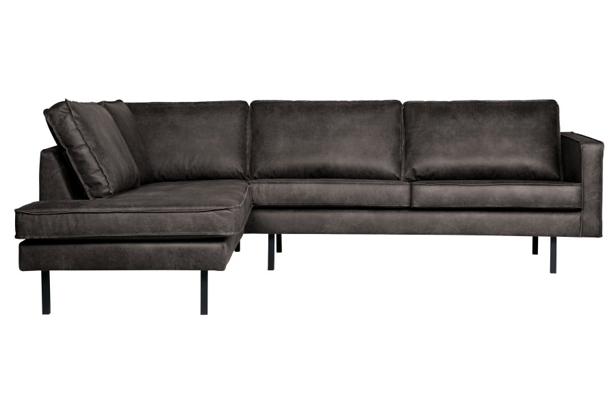 BEPUREHOME Rodeo hjrnesofa, venstre - sort stof