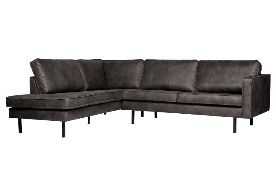 BEPUREHOME Rodeo hjrnesofa, venstre - sort stof