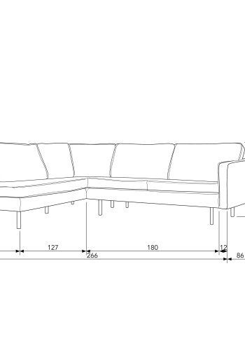 BEPUREHOME Rodeo hjrnesofa, venstre - sort stof