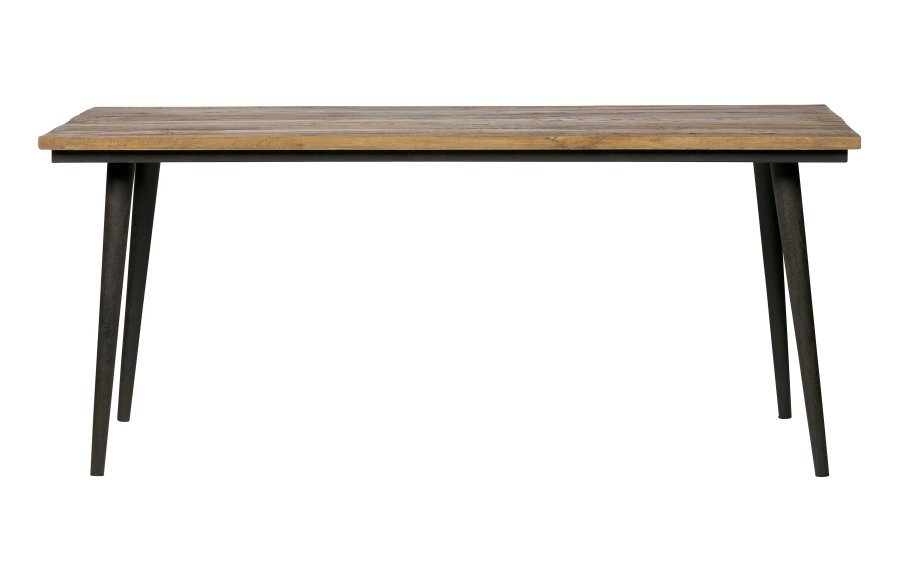 BEPUREHOME Collection spisebord, rektangulr - natur genbrugt elmetr og rustsort jern (220x90)