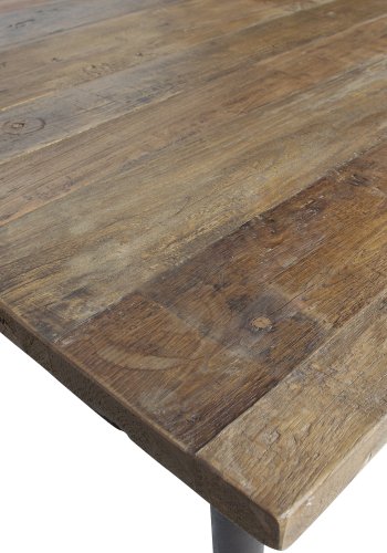 BEPUREHOME Collection spisebord, rektangulr - natur genbrugt elmetr og rustsort jern (220x90)