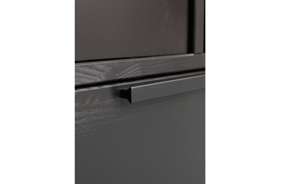 WOOOD Adam garderobeskab, m. 2 lger, 1 skuffe, 4 hylder og 1 bjlestang - sort fyrretr og stl