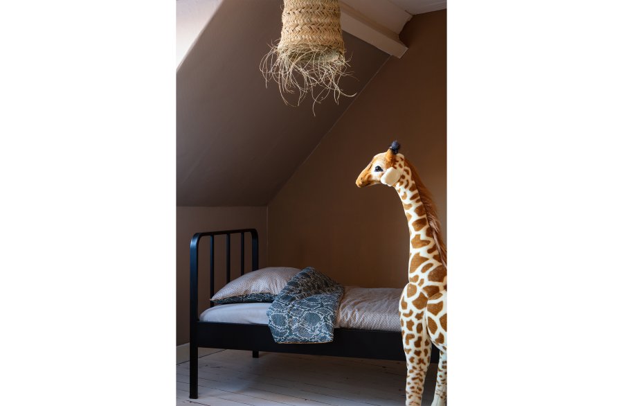 WOOOD Mees junior sengeramme, m. lamelbund - sort stl (200x90)