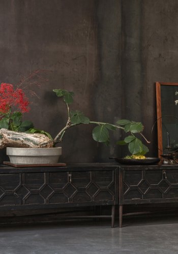 BEPUREHOME Bequest TV-bord, m. 2 lger og 1 hylde - antik sort genbrugt fyrretr og jern (160x45)