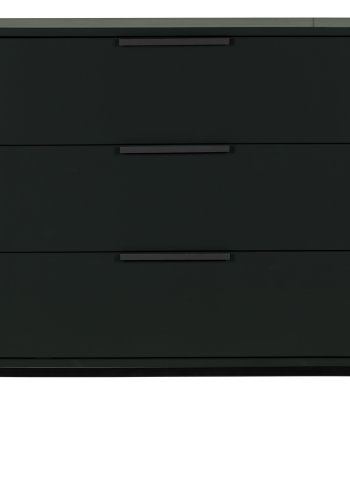 WOOOD Adam kommode, m. 3 skuffer - sort fyrretr og stl