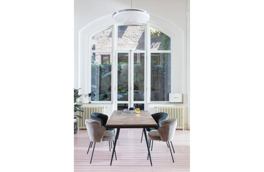 BEPUREHOME Admit spisebordsstol - khaki fljl polyester og sort metal