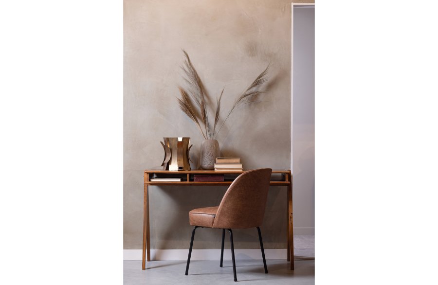 BEPUREHOME Vogue spisebordsstol - cognac stof og sort metal