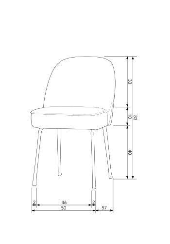 BEPUREHOME Vogue spisebordsstol - sort stof og sort metal