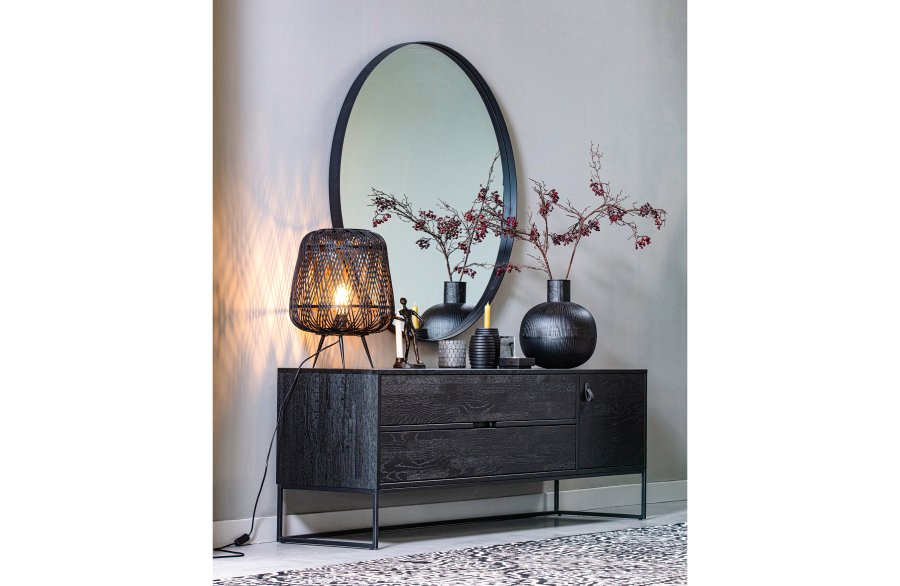 WOOOD Doutzen vgspejl, rund - spejlglas og sort stl (115)