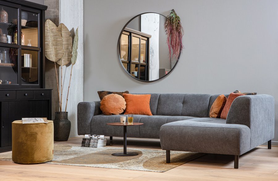 WOOOD Doutzen vgspejl, rund - spejlglas og sort stl (115)