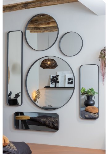 WOOOD EXCLUSIVE Doutzen vgspejl, rektangulr - spejlglas og sort metal (110x40)