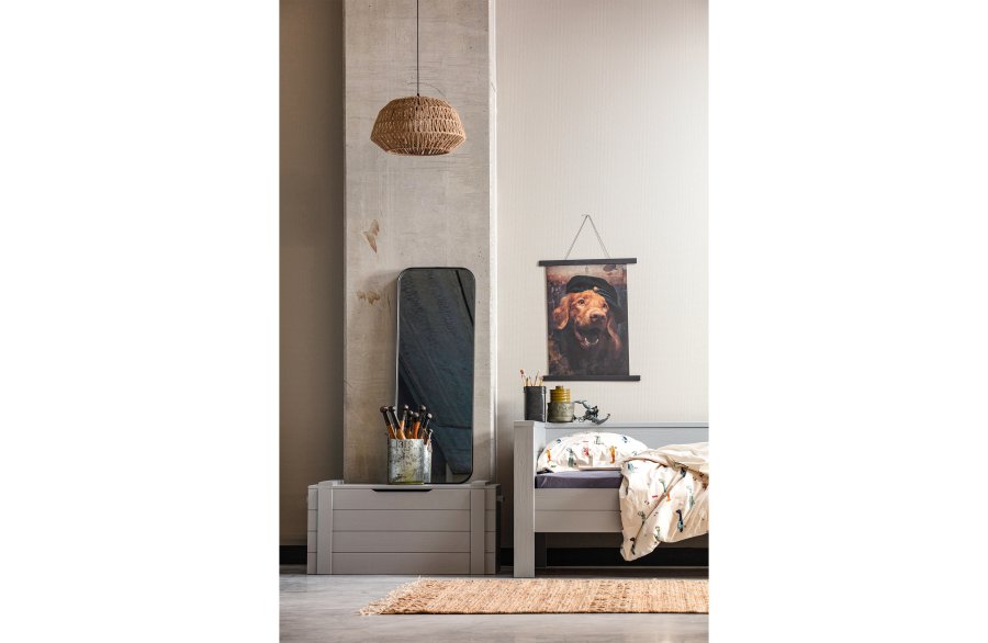 WOOOD EXCLUSIVE Doutzen vgspejl, rektangulr - spejlglas og sort metal (110x40)